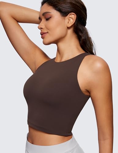 Image of CRZ YOGA Butterluxe Double Lined Crop Tank | Casual, Extremely Soft, Tight Fit, High Neck, Racerback, Sleeveless Tops for Women