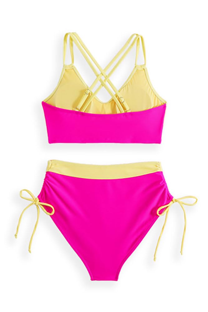 Womens Bikini 2 Pezzi Bikini Set con Coulisse Push-up Imbottito Bikini a Vita Alta Bikini per Le Donne