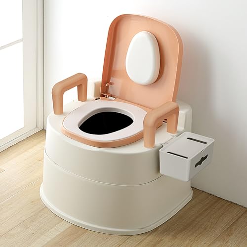 Nachtstuhl für ältere Erwachsene, Nachtstuhl mit Armlehne, Abnehmbarer Eimer, Töpfchenstühle für Senioren, Erwachsene und ältere Menschen,Orange