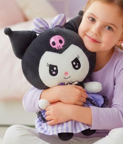 Image of Tickles Cute Anime Doll Soft Stuffed Plush Cartoon Character Toy for Kids Boys & Girls Birthday Gift (Color: Purple & Black Size: 40 cm)