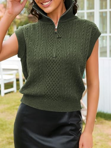 Women's Sweater Vests Sleeveless Pullover Sweaters Vests Half Zip Knit Cotton Tank Tops3