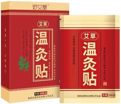 40 Pcs Moxibustion Sticker Pure Nature Moxa Sticker Patch Chinese Traditional for Neck, Shoulder, Back, Waist, Legs, Body Ai Jiu Tie