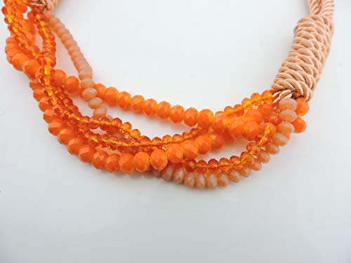 Firstmeet Women's Multi Strand Chunky Glass Beads Orange Rope Collar Necklace (Xl-1013-Orange) #TOP3