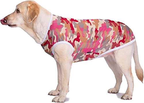Pet Summer T-Shirt Breathable Jumpsuit Pajamas,Dog Anti-Hair Apparel Onesie Sunscreen Cooling Clothing,Vest Suitable for Large Medium Dogs_28/2XL(Red Camouflage)