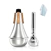3C Trumpet Mouthpiece with Lightweight Aluminum Practice Trumpet Mute Silencer Fit for Yamaha Bach Conn King Replacement Musical Instruments Accessories, Silver