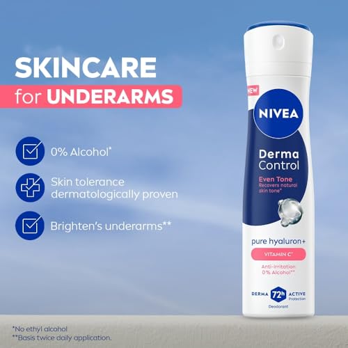 Image of NIVEA Derma Control Eventone, 0% Alcohol, Pure Hyaluron & VitC Underarm Deo SprayWomen 150ml