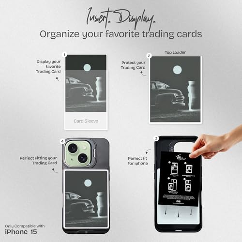 TopWrack iPhone 15 Card Holder Case, Clear Card Display Phone Case with Built-in Stand & Card Slot, Shockproof Protective Cover for Trading Cards, Photocards & IDs (Black) by TopWrack - Used condition - Image 3