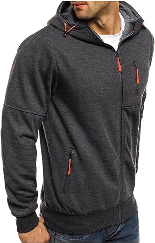 Men Hoodie Fashion Casual Full Zip Long Sleeve Hooded Sweatshirt Sport Lightweight Jacket with Pockets3