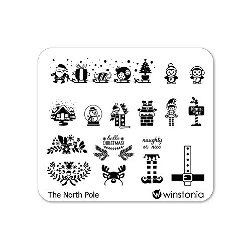 Winstonia Christmas Nail Stamping Plate Nail Art Image Stencil Manicure Template Festive Winter Holiday (The North Pole) #TOP1