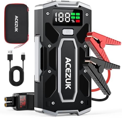 Miniatura 1 de ACEZUK Arrancador de batería de automóvil 5000A (10.0L Gas8.0L Diesel), batería portátil de arranque de coche con cables de puente inteligentes