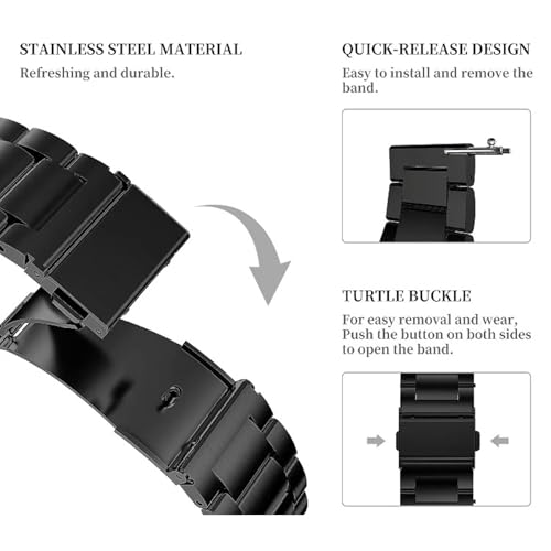 Image of Quick Release Stainless Steel Watch Band Matte Brushed Metal Watchband 14mm 16mm 18mm 20mm 22mm 24mm Universal Solid Stainless Steel Metal Smartwatch Bracelet Replacement Band for Men Women