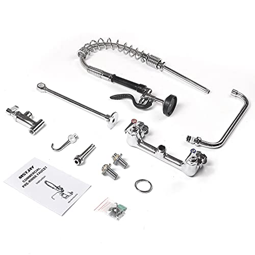 Mstjry Commercial Faucet With Sprayer Commercial Wall Mount Faucet Commercial Sink Faucet Restaurant Faucet Pre Rinse Faucet With 25 Inch Height, 12 Inch Spout, Us Standard #TOP6