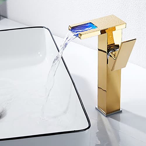 Robinet cascade LED en laiton mitigeur design et haut de gamme pour lavabo
