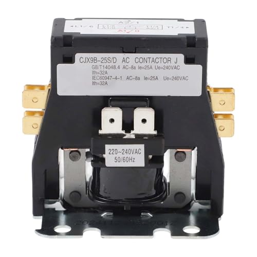MeevrgR Contactor de CA 220 V 25 A unipolar CJX9B/25S/D para aire acondicionado, HVAC, compresor y ascensor, color negro