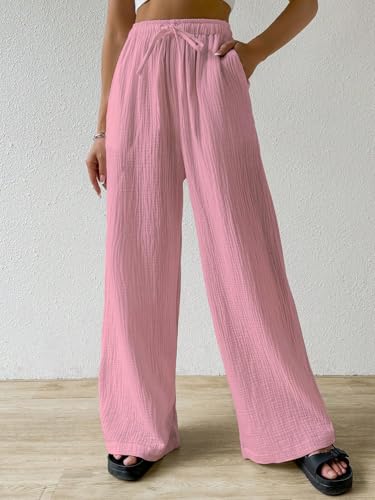 Image of Shasmi Women's Trousers | Wide Leg Casual Pants Featuring a Relaxed Silhouette | Secure fit for All-Day wear | Convenient Side Pockets | Straight-Leg Cut | Elegant Design | Premium (157)