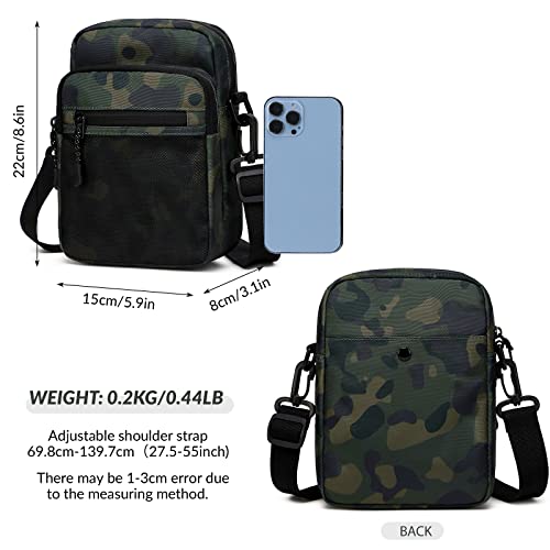 Lohol Small Messenger Bag For Men Women, Water Resistant Adjustable Cross Body Bag Shoulder Bag For Travel Sports (Camo Green) #TOP1