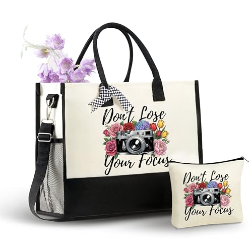 Bolso tote de lona para fotógrafas con cierre y correa miniatura 1
