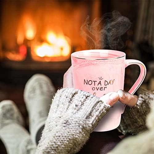 JOESTAR Not A Day Over Fabulous Coffee Mug , Birthday Gifts for Women 14 Oz Ceramic Marble Mug Birthday Gift Ideas for Lady, Mom, Grandma, Wife, Daughter, Sister, Aunt, Coworker(Pink)