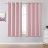 Baby Pink Curtains 45 Inch Length for Kids Room Thermal Insulated Blackout Curtains for Baby Nursery Small Short Window Drape Grommet 52 x 45 Inches Long