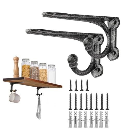Shelf Brackets 4 Inch 2 Pack, Cast Iron Shelf Brackets