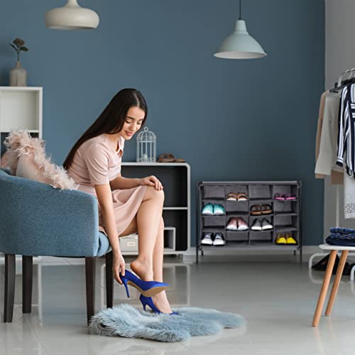 Relaxdays Camping Schuhregal, 16 Fächer, Leichter Aufbau, Stabiler Stoffschuhschrank, HxBxT: 65 x 84 x 36 cm, grau