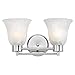 Modern Bathroom Light with Alabaster Glass in Chrome Finish