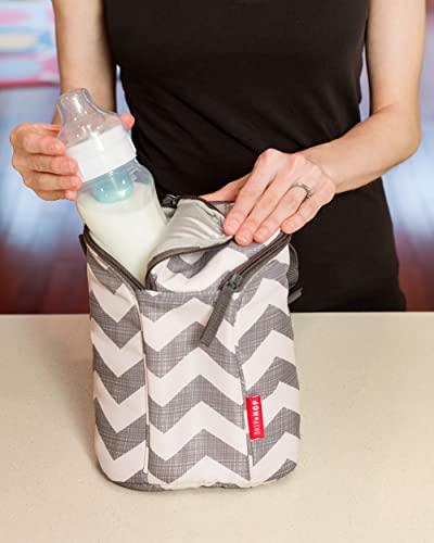 Bolsa Térmica Dupla para Mamadeira On-The-Go Skip Hop, Branco e Cinza