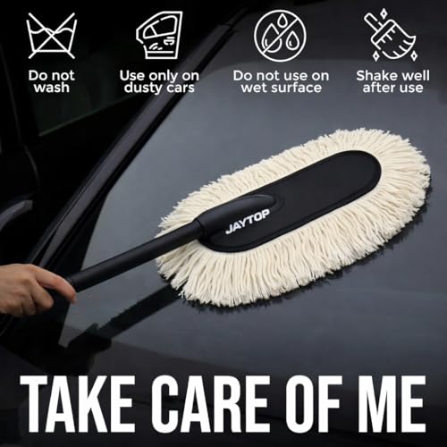 Image of JAYTOP DUST-Bust Car Duster Microfiber Brush || Lint-Free & Scratch-Free Car Cleaner Brush with Long Handle with Ceramic Wax Infused || car Accessories 2026 || Effortless Cleaning