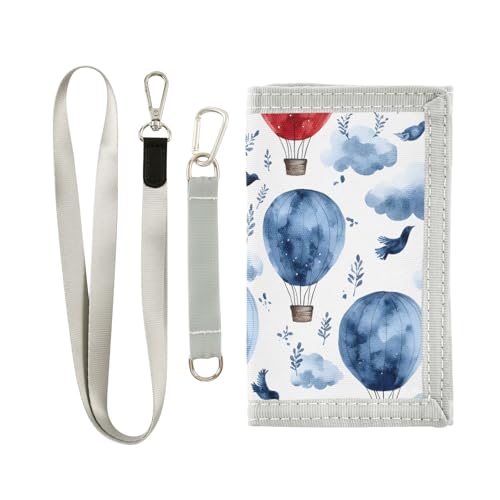 ALAZA Kids Wallets for Boys Girls Toddler Trifold Wallet Children Small Hot Air Balloon Blue with Zipper Coin Pocket
