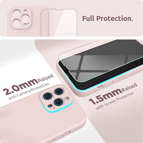 SURPHY Case for iPhone 13 Pro Case with Screen Protector, 13 Pro Liquid Silicone Phone Cases (Camera Protection & Soft Microfiber Lining), Pink Sand by SURPHY - Used condition - Image 3