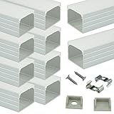 Muzata LED Channel with Spotless Lighting Effect Frosted Diffuser Cover,16mm Super Wide Aluminum Profile Track for Waterproof Strip Light-Philips Hue Plus 10Pack 3.3Ft U103 1M WW,LU2 LP1 LN1 LW1