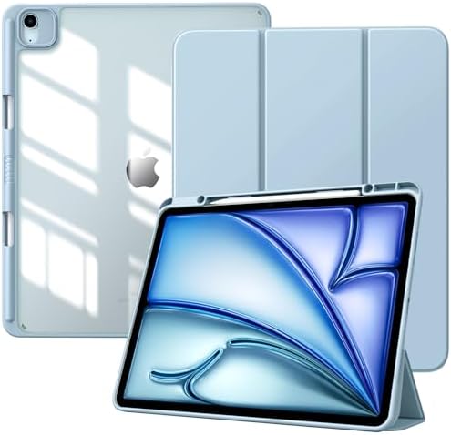 TiMOVO Coque pour iPad Air 11 Pouces (M4 2026/M3 2025/M2 2024), iPad Air 5e/4e Génération (2022/2020) 10,9 Pouces, Étui de Protection Mince avec Dos Transparent, Sommeil/Réveil Auto, Rose Clair