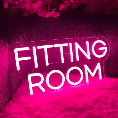 Image of Fitting Room Neon Sign For Spa Beauty Room Nail Brows Lashed Salon Studio LED Wall Art Decor For Business Stores Logo Barber Shops Led Word Indoor Custom Neon Lights 5V USB Powered Pink 35x17.5 cm