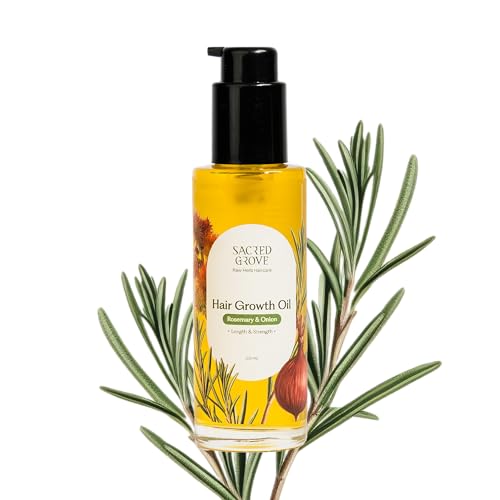 Sacred Grove Rosemary Oil for Hair | Rosemary & Onion Oil for Hair Growth | Made Using 16 Potent Raw Herbs | Stimulates Hair Follicles & Promotes Circulation | 100 ML