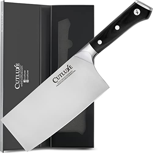 Cutluxe Cleaver Knife & Chef Knife – Forged High Carbon German Steel – Full Tang & Razor Sharp – Ergonomic Handle Design – Artisan Series #TOP1