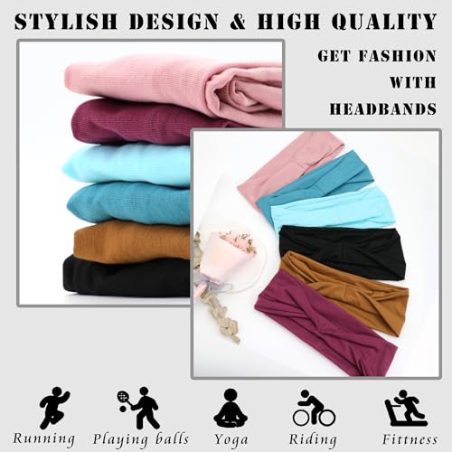 FULZTEY Faixas de cabelo femininas modernas, largas, de cor sólida, bandanas elásticas boho, turbant