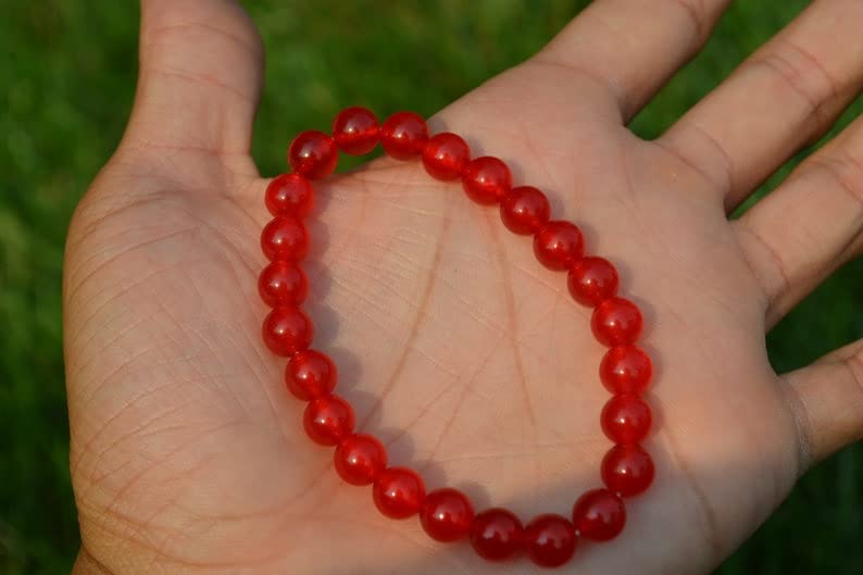 Bracelet en jade rouge véritable 8mm bijou de lithothérapie