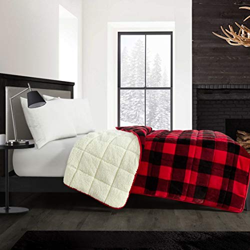 Dearfoams Buffalo Plaid Weighted Blanket, Polyester, Red and Black, 48 x72 15lbs