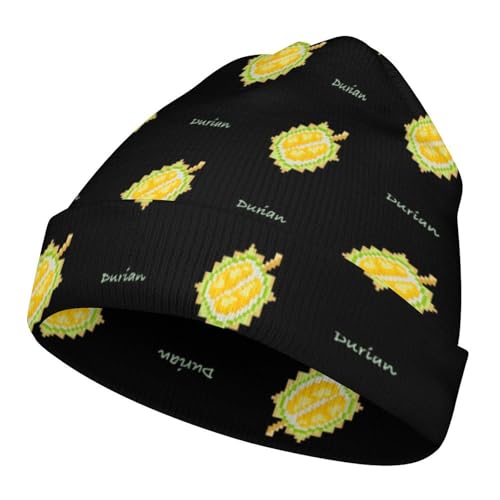 Cartoon Durian Pattern Kids Beanie Hat for for Girls Boys Children Cap Winter Knitted Chemo Cancer Headwear Accessories Gifts Decoration Black