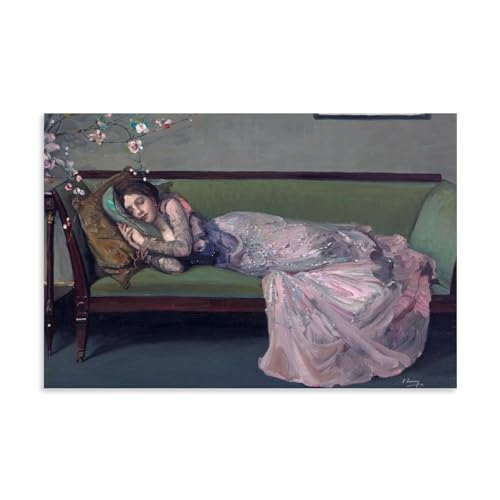 Toile impressionniste Le Canapé Vert de Lavery, œuvre d'art décorative haut de gamme