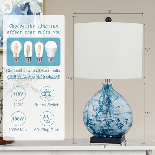 Lámpara de mesa azul de vidrio 24” Maxax miniatura 3