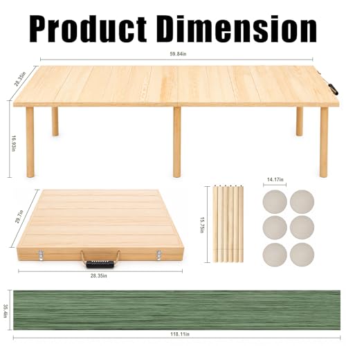 Folding Outdoor Picnic Table, Wood Portable Boho Low Table for 6, Natural by TRENLUVA - Used condition - Image 2