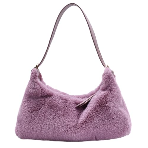 Sac à bandoulière en peluche pourpre pour femme au style mode