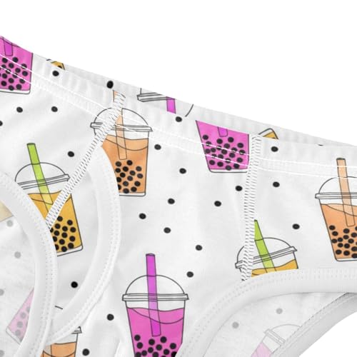 CHIFIGNO Boys' Briefs Cute Cartoon Bubble Tea White Kids Boys Underwear Breathable Cotton Underwear Briefs4