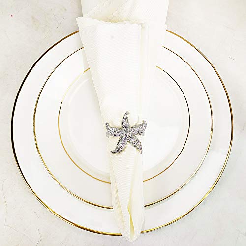 Starfish Napkin Rings Set Of 8 Silver Fall Winter Wedding Ocean Coastal Nautical Holiday Party Beach Home Table Decor #TOP4