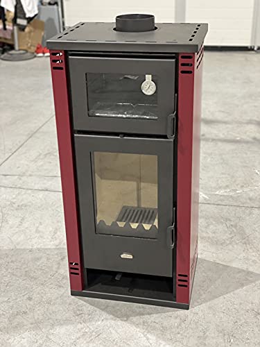 Prity EEK A+ Kaminofen mit Backfach K2 GT F Bordeaux – 8,1kW