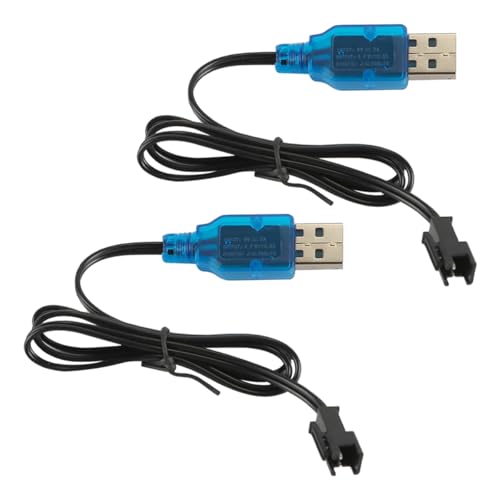 Image of Nicear 2 Pcs 3.7 V Battery Charger SM-2P Charging Cable Universal Rechargeable Li-ion Battery Charger with USB Cable for RC Car RC Drone Remote Controlled