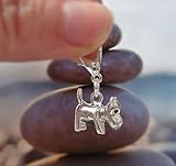  Charm Hund Bulldogge Terrier Dog versilbert 3D Bettelarmband Karabiner