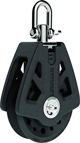 Lewmar 90MM Synchro Block Single – Free-Spin Bearing and self-aligning Head for Smooth Transfer of Power from Deck to sail, Prevents Rope wear, Maximum 9/16