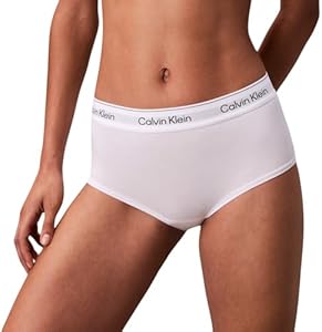 Calvin Klein Damen Hipster Boyshort mit Logobund, Weiß (White), XL